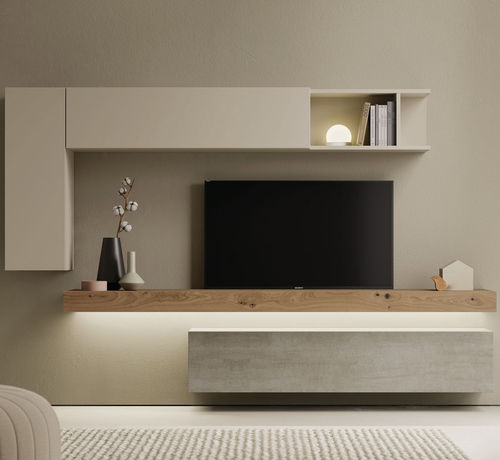 Moderne Wohnwand - ON SAL&Oacute;N 8 - VIVE - MUEBLES VERGE S.L. - Holzfurnier / mattlackiertes Holz / Natureiche