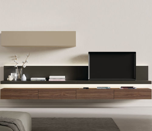 Moderne Wohnwand - ON SAL&Oacute;N 11 - VIVE - MUEBLES VERGE S.L. - mattlackiertes Holz / Nussbaum / mit Schublade