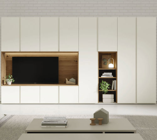 Moderne Wohnwand - ON BOISERIE 1 - VIVE - MUEBLES VERGE S.L. - lackiertes Holz / mit integrierter Beleuchtung