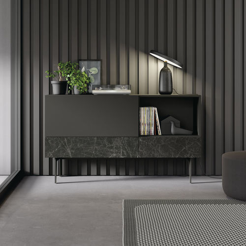 Modernes Sideboard - COMPACT APARADOR 5 - VIVE - MUEBLES VERGE S.L. - mattlackiertes Holz / Keramik / mit Regal