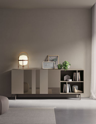 Modernes Sideboard - COMPACT APARADOR 9 - VIVE - MUEBLES VERGE S.L. - mattlackiertes Holz / lackiertes Glas / Kristall