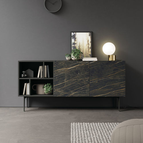 Modernes Sideboard - COMPACT APARADOR 11 - VIVE - MUEBLES VERGE S.L. - mattlackiertes Holz / Keramik / mit Regal