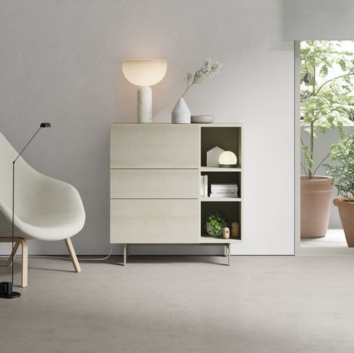 Modernes Sideboard - COMPACT APARADOR 12 - VIVE - MUEBLES VERGE S.L. - mattlackiertes Holz / Keramik / mit Regal