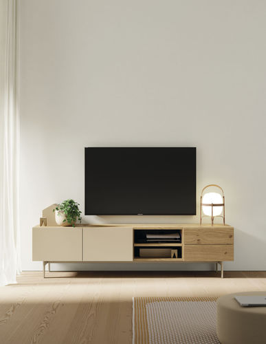 Modernes Fernsehmöbel - COMPACT SALON 4 - VIVE - MUEBLES VERGE S.L. - mit Schubladen / mit integriertem Stauraum / Eiche