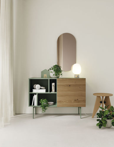 Modernes Sideboard - COMPACT RECIBIDOR 2 - VIVE - MUEBLES VERGE S.L. - Eiche / mattlackiertes Holz / mit Regal