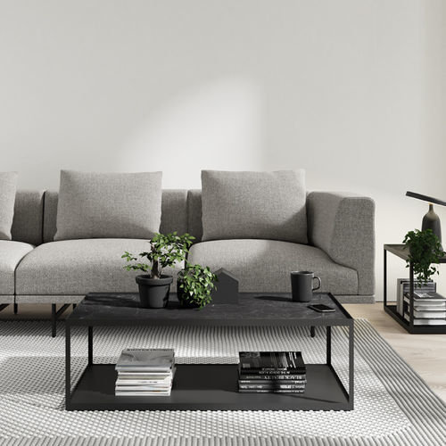 Moderner Couchtisch - KUB 6 - VIVE - MUEBLES VERGE S.L. - Keramik / Gestell aus lackiertem Metall / rechteckig