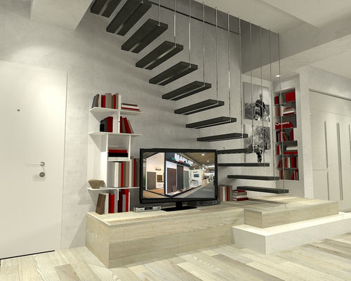 Gerade Treppe - BLACK MAP SLATE DESIGN  - MAP Slate Srl - Steinstufen / modern / Cantilever