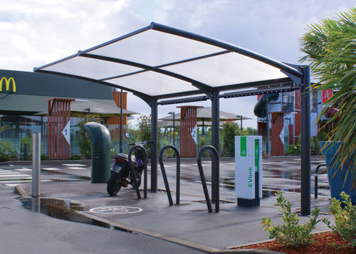 Polycarbonat-Überdachungen-Fahrradunterstand - COROLL - Design espaces - Stahl / für öffentliche Bereiche / für städtische Bereiche