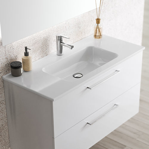 Wand-Waschbecken - LUC - Ceramicas Gala - rechteckig / 1-Loch / mit Notüberlauf