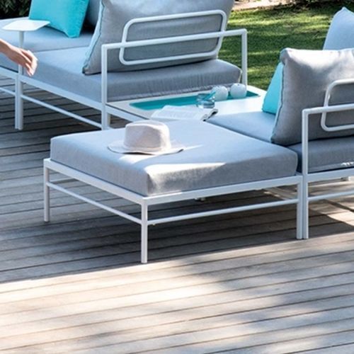Moderne Ottomane - RIVAGE - VLAEMYNCK - Stoff / Aluminium / quadratisch