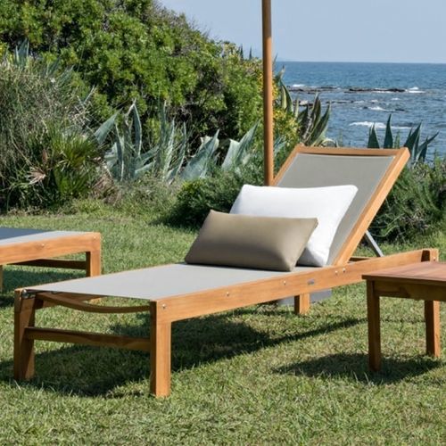 Moderne Sonnenliege - IBIZA - VLAEMYNCK - Segeltuch / Teakholz / Aluminium