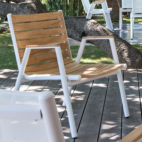 Moderner Restaurantstuhl - PILOTIS - VLAEMYNCK - für den Innenraum / Batyline® / Teakholz