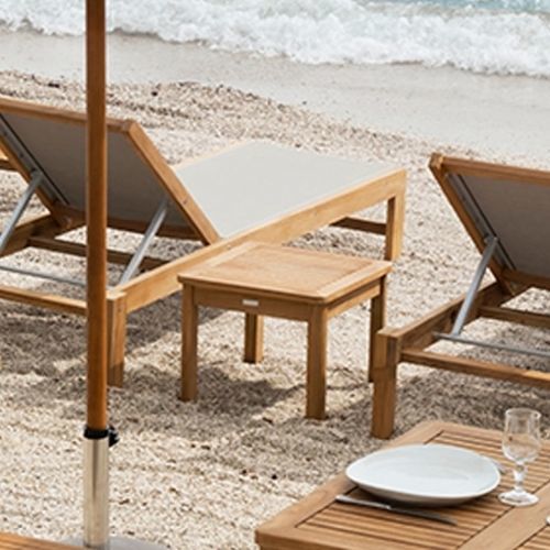 Moderner Beistelltisch - IBIZA - VLAEMYNCK - Teakholz / Gestell aus Teakholz / quadratisch