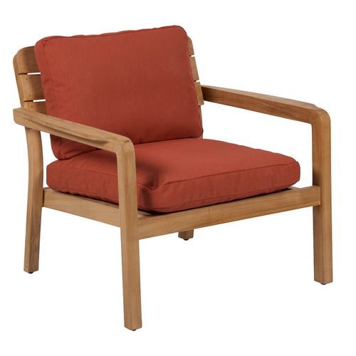 Moderner Sessel - LODGE - VLAEMYNCK - Stoff / Teakholz / mit Kissen