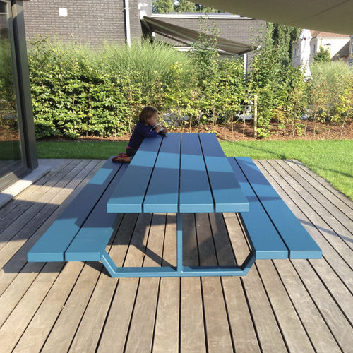 Moderner Picknicktisch - CASSECROUTE - Cassecroute - Aluminium / rechteckig / recycelt