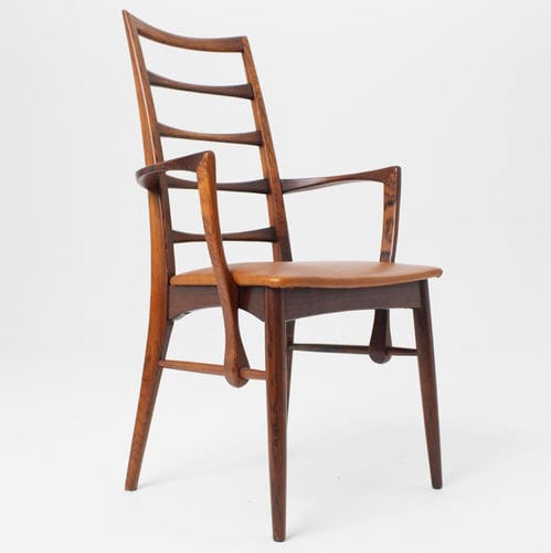 Esszimmerstuhl / skandinavisches Design - 1964-69 CARVER - paere dansk - für den Innenraum / Leder / Gestell aus Rosenholz
