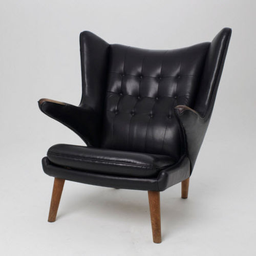 Sessel / skandinavisches Design - PAPA BEAR  - paere dansk - Leder / schwarz / rot