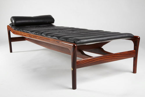 Récamiere / skandinavisches Design - H.V. - paere dansk - Leder / Rosenholz