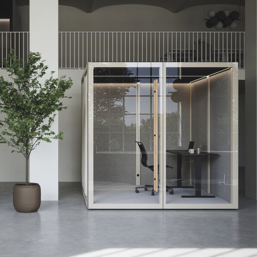 POD-Büro / Akustik - ZEN - ABSTRACTA - mit Glastür / Glas / Holz