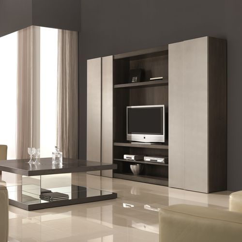 Moderne Wohnwand - T-831 - ArtesMoble - Nussbaum / Buche / Modul