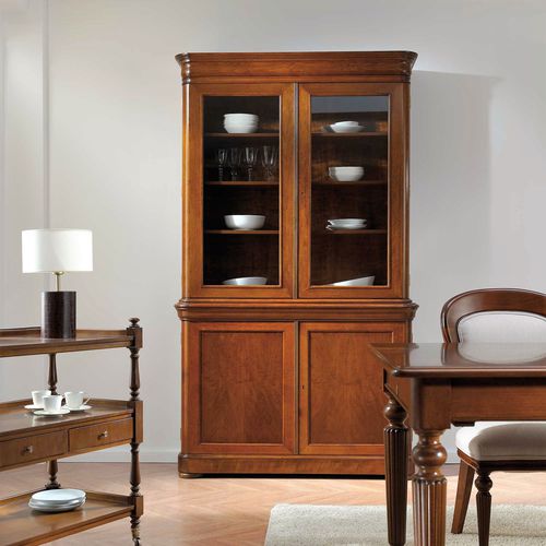 Klassische Vitrine - T-484 - ArtesMoble - Glas / Nussbaum / Buche