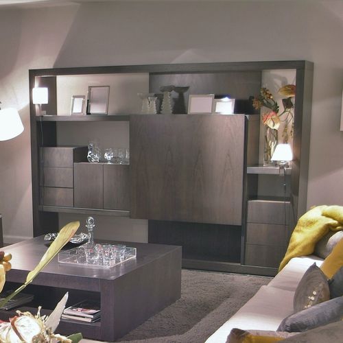 Moderne Wohnwand - T-785 - ArtesMoble - Nussbaum / Buche / Modul