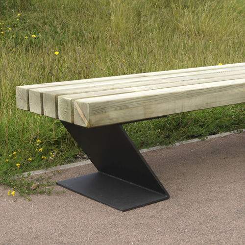 Moderne Bank für den öffentlichen Raum - ECOBAT - FREPAT URBAN EQUIPMENT - Holz / Metall