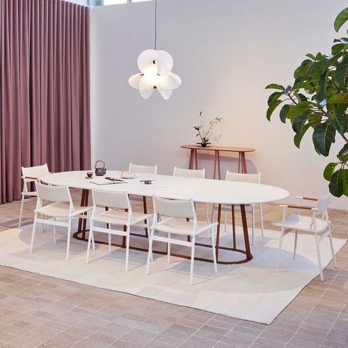 Moderner Esstisch - Plat-O Flat-Oval 12 - HALDANE - Dekton® / Gestell aus rostfreiem Edelstahl / oval
