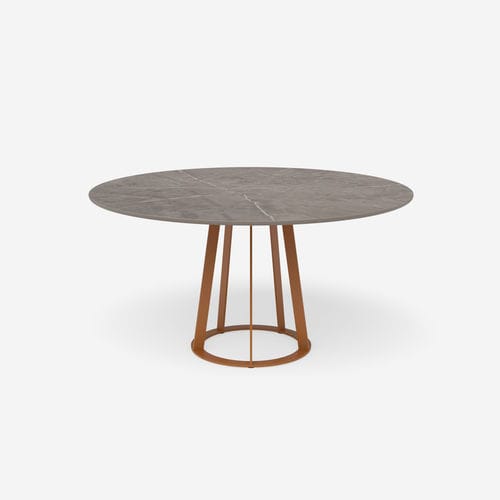 Moderner Esstisch - Plat-O Round 6 - HALDANE - Dekton® / Gestell aus rostfreiem Edelstahl / rund