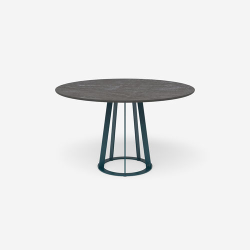 Moderner Esstisch - Plat-O Round 5 - HALDANE - Dekton® / Gestell aus rostfreiem Edelstahl / rund