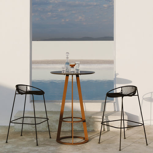 Moderner Stehtisch - Plat-O - HALDANE - Dekton® / Gestell aus rostfreiem Edelstahl / rund