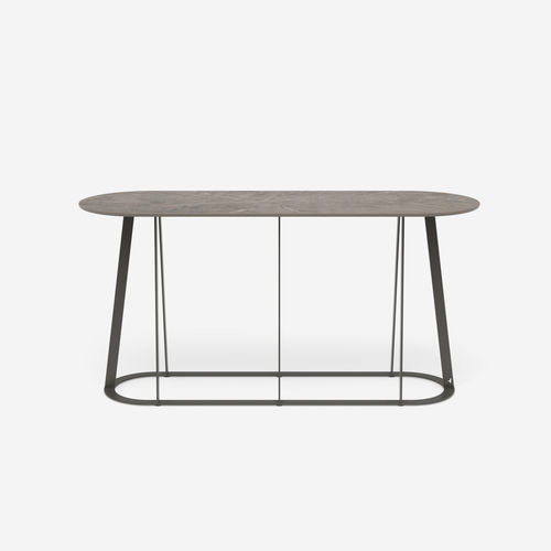 Moderner Konsolentisch - Plat-O Server Medium - HALDANE - Dekton® / Gestell aus rostfreiem Edelstahl / oval