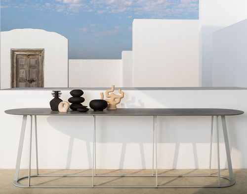 Moderner Konsolentisch - Plat-O Server Large  - HALDANE - Dekton® / Gestell aus rostfreiem Edelstahl / oval