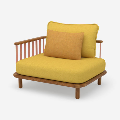 Moderner Sessel - Swartberg  - HALDANE - Stoff / Edelstahl / Iroko