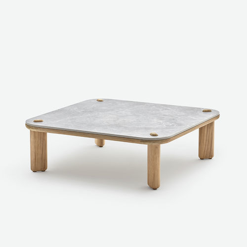 Moderner Couchtisch - KNOPPIE SMALL - HALDANE - Dekton® / Gestell aus Iroko / quadratisch
