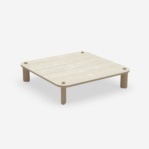 Moderner Couchtisch - KNOPPIE LARGE - HALDANE - Dekton® / Gestell aus Iroko / quadratisch