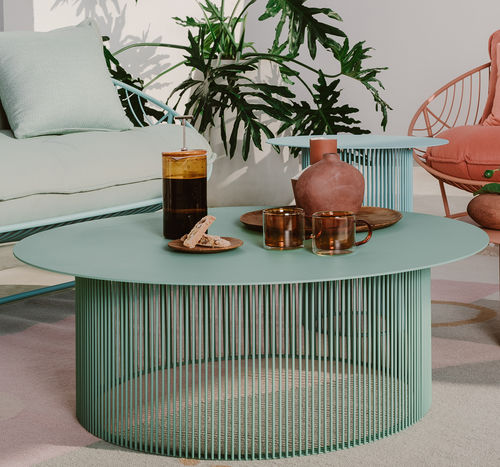 Moderner Couchtisch - Cha Cha 1000 - HALDANE - Aluminium / Gestell aus rostfreiem Edelstahl / rund