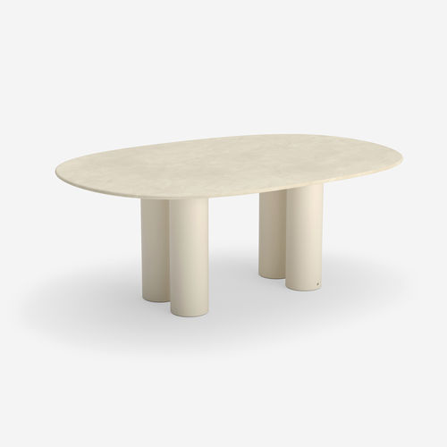 Moderner Esstisch - Dombolo 6 - HALDANE - Dekton® / Gestell aus Edelstahl / oval