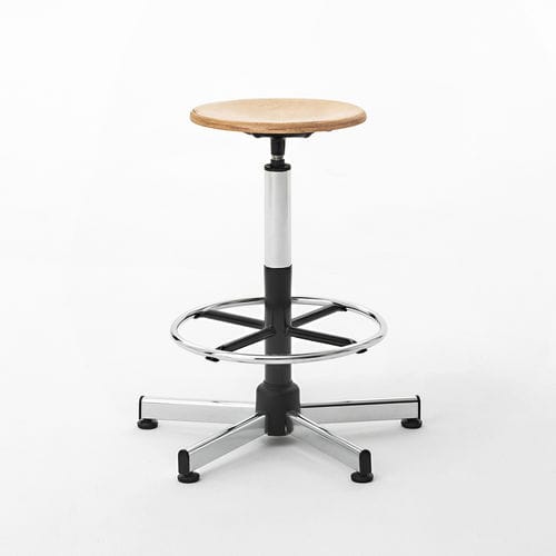 Industriedesign-Hocker - WORK 310 - Mara - Holz / Gestell aus Stahl / mit Sterngestell mit 5 Streben