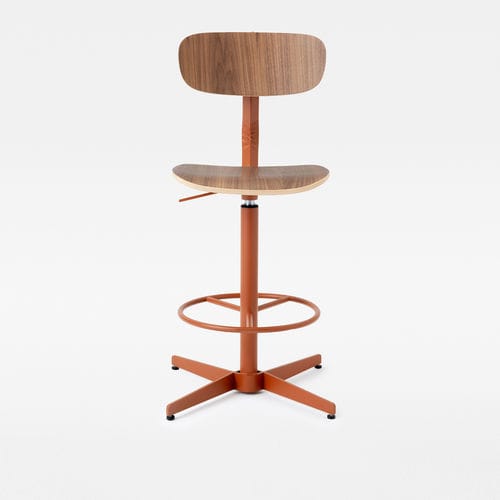 Moderner Hocker - TYPO STOOL - Mara - Holz / Gestell aus Metall / mit Sterngestell mit 4 Streben