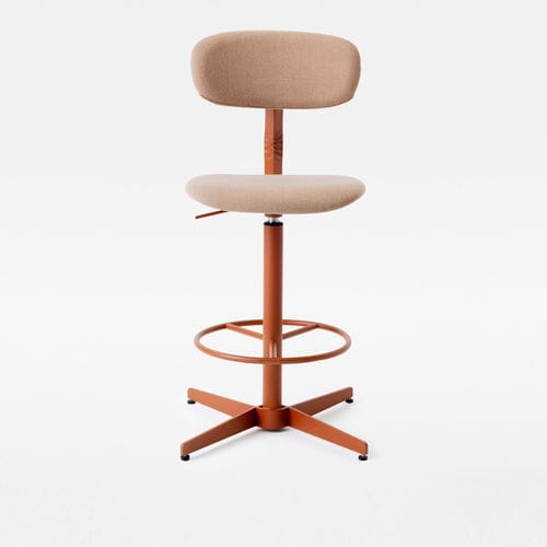 Moderner Hocker - TYPO STOOL SOFT - Mara - Holz / Gestell aus Metall / mit Sterngestell mit 4 Streben