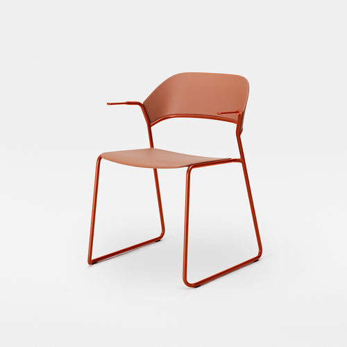 Sessel / minimalistisches Design - AERA SLED - Mara - Stoff / Polypropylen / Metall