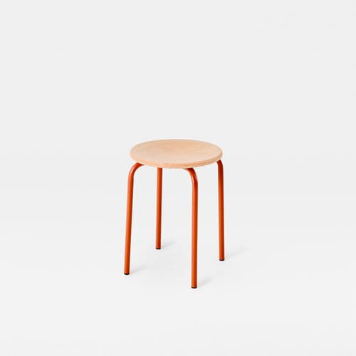 Hocker / minimalistisches Design - EASY - Mara - Holz / Gestell aus Metall / stapelbar