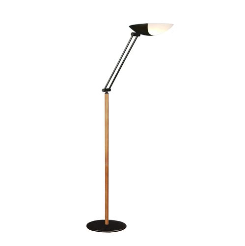Stehleuchte - MÉTÉORE - Aluminor - lackierter Stahl / Buche / Polycarbonat