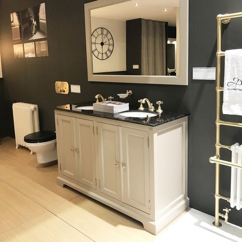 Doppelter Waschtisch-Unterschrank - BRISTOL - Aqua Prestige - freistehend / Holz / Marmor
