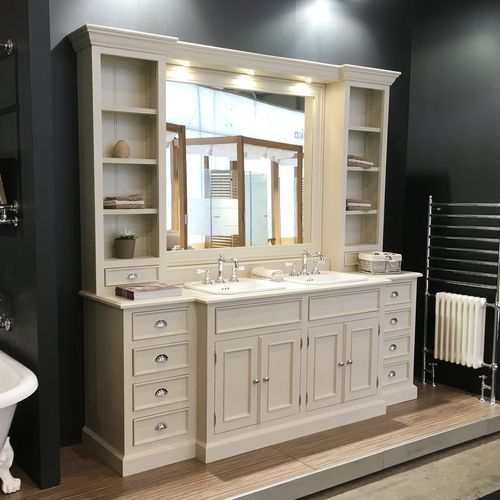 Doppelter Waschtisch-Unterschrank - CAMBRIDGE - Aqua Prestige - freistehend / Holz / Marmor