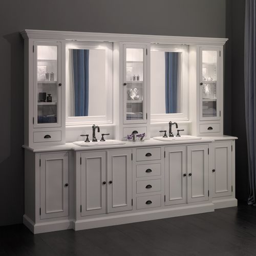 Doppelter Waschtisch-Unterschrank - BALMORAL - Aqua Prestige - freistehend / Holz / Glas