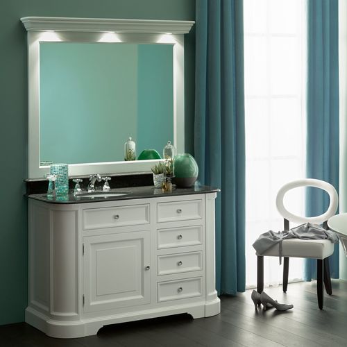 Freistehender Waschtisch-Unterschrank - ELYSÉE 127 - Aqua Prestige - Holz / Marmor / Quarz