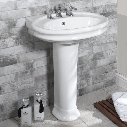 Bodenstehendes Waschbecken - 240.12601 & 240.12620 - Aqua Prestige - Porzellan / Mischbatterie / oval