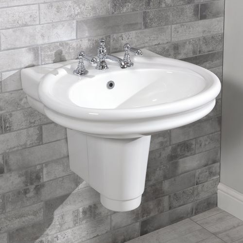 Wand-Waschbecken - 240.12601 & 240.12625 - Aqua Prestige - Porzellan / Mischbatterie / oval